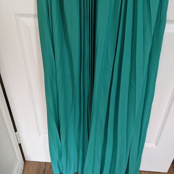 BCBG Turquoise Green Pleated Halter Maxi Dress - Picture 9 of 11
